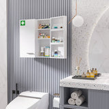 4goodz Medicijnkastje 2 deurs EHBO-kastje met slot RVS 18x55x60 cm - Wit
