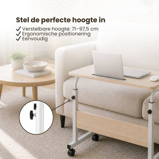 Laptoptafel op Wielen - In Hoogte Verstelbaar