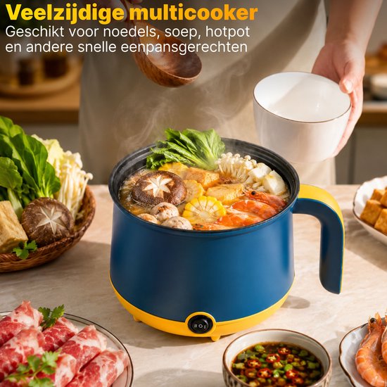 DMG Supply Noodle Pan - Blauw - Elektrische Kookpan - Hotpot - Noodle Kom - 1,8 L - Multicooker