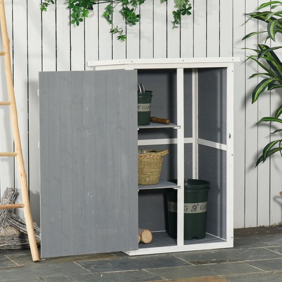 Gelakt Houten Tuinkast Berging 182cm - Grijs