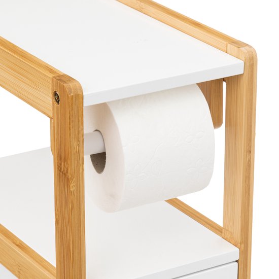 Toiletrolhouder Natureo met Reserverolhouder 33x20x80cm - Wit/Bruin