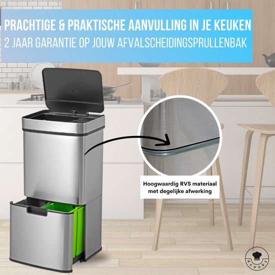 4cookz® Smart Waste Prullenbak Afvalscheiding met sensor 72
