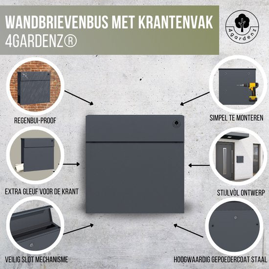 4gardenz® - Brievenbus Staal - Veilig Slot