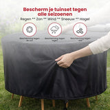Tuinmeubelhoes Rond - Zwart - Beschermhoes voor je Tuinset - Tuinmeubelbeschermhoes