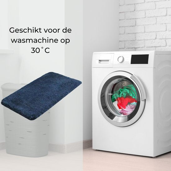 AKSA Home® Badmat 70x140 cm - Grote douchemat antislip - Badmat antislip - Badkamermat - Vloerkleed - Donkerblauw