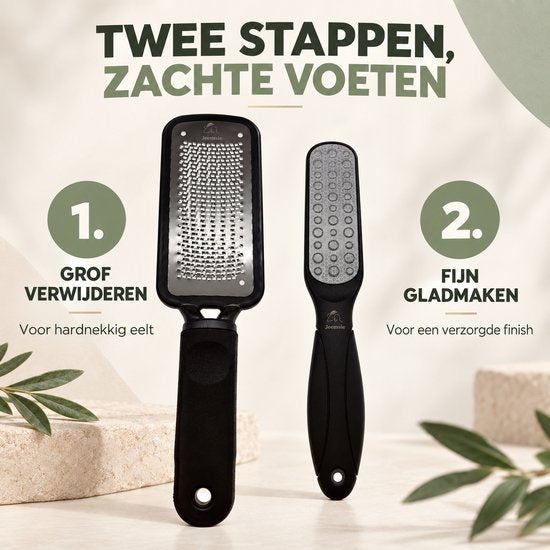 Eeltvijl Voeten Set – 2-Delige Voetvijl voor Eelt – Grove RVS Eeltverwijderaar & Fijne Voetvijl – Voor Harde en Droge Huid – Pedicure Voetverzorging