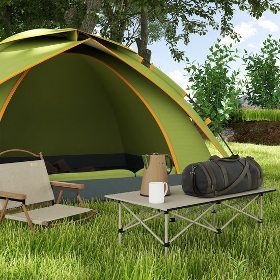 Opvouwbare Campingtafel met Oprolbaar Tafelblad van Aluminium - 95 x 55 cm - Khaki