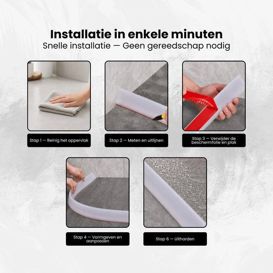 Waterkering - Siliconen - 1 Meter - Zelfklevende Kitrand - Waterdrempel - Douche dorpel