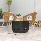 Vuurkorf incl. Aspook 48x48x41 cm - Zwart