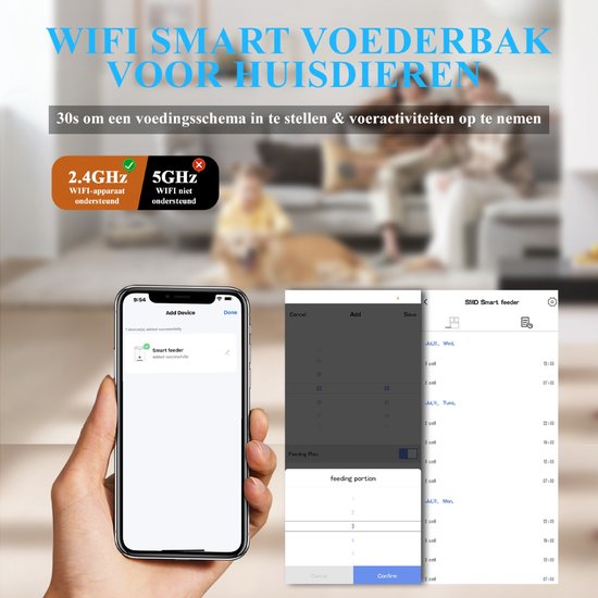 Automatische Voerbak - Kat en Hond - 2-in-1 Voerautomaat - Voice Recorder & Timer - App Besturing - 6L - Wit