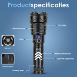 Vesfy LED Zaklamp Oplaadbaar - 10000 Lumen - 5 Lichtstanden - Militaire Zaklamp - IPX6 Waterdicht - Voor Noodpakket & Camping