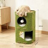 Kattenhuis met Krabplank – Kattenmand & Kattenhuis Indoor – Katten Krabmeubel – Kattenhol van Vilt – Katten Speeltoren – Groen – 60 cm