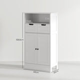 Badkamerkast met 2 Laden, 2 Deuren en open vak 30x60x109 cm - Wit