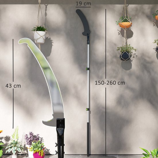 4goodz Outsunny Telescopische Takkenzaag 1,5–2,6 m - Lichtgewicht aluminium - Zwart