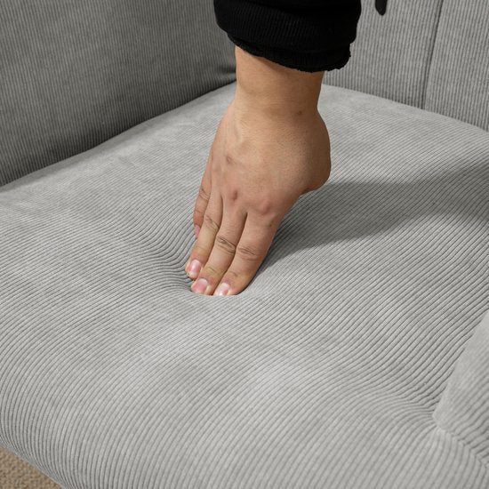 4goodz Oor-Fauteuil met Voetenbank Ribfluweel Optiek - Grijs