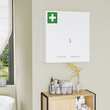 4goodz Medicijnkastje 2 deurs EHBO-kastje met slot RVS 18x55x60 cm - Wit