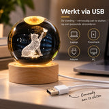 DMG Supply 3D Kristallen Bol Lamp - USB Oplaadbaar - LED Lamp - Nachtlamp - Tafellamp - Bureaulamp