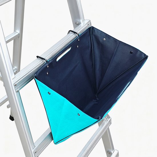 Ladder Gereedschapstas – Opvouwbare Ladder Tool Bag met Haken – Extra Sterk 600D Oxford – Gereedschap Organizer voor Ladder – Lichtblauw