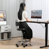 Ergonomische Rolkruk met Rugleuning in Hoogte Verstelbaar - Zwart