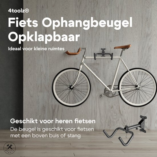 4toolz® Fiets Fiets Ophangsysteem Opklapbaar - Wandbeugel voor fiets