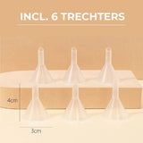 24ME® - Set van 6 Navulbare Lijmflesjes met Naaldpunt Incl. 6 Trechters - 5ML