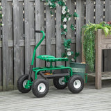 Tuinwagen met zitting, opbergmand voor tuingereedschap, verstelbare zithoogte 46-59 cm - tot 150 kg