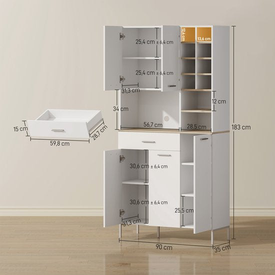 Keukenkast Scandinavisch Design met Glazen Deuren - Wit
