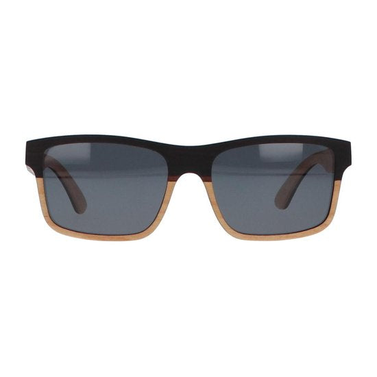 5one® 2-tone - Ebony - Maple-wood Houten zonnebril met Grijze lens