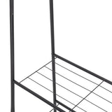 Kledingrek Staand – Kledingrek met Planken – Garderoberek Metaal – Open Kast – Kapstokrek – Zwart – Voor Slaapkamer en Hal