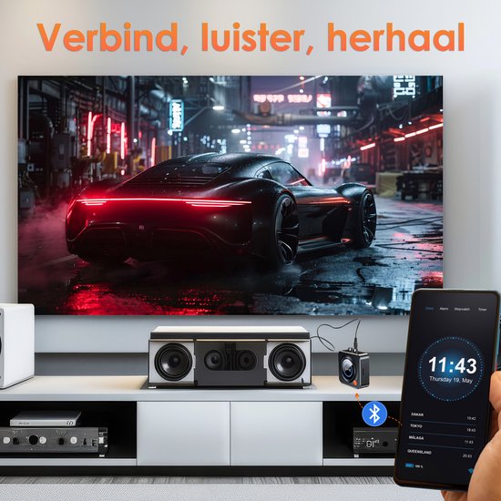 Vesfy Bluetooth Ontvanger - Bluetooth 5.1 Adapter - NFC - AUX & RCA - Voor Stereo, Speakers & Auto