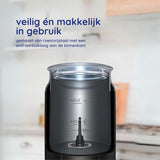 Safecourt Kitchen Melkopschuimer - Elektrische melkopschuimer - Zwart - 4-in-1 - 500W - PFAS-vrij