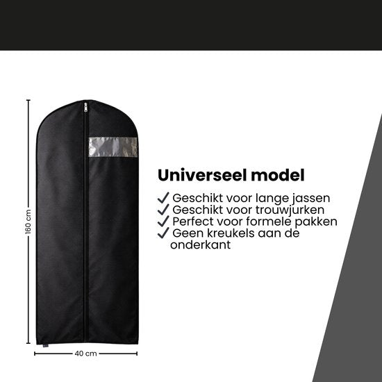 Kledinghoes - 10 stuks - 160x40 - Wit - Kledinghoezen - Kledinghoes Wit - Trouwjurkhoes - Kostumhoes