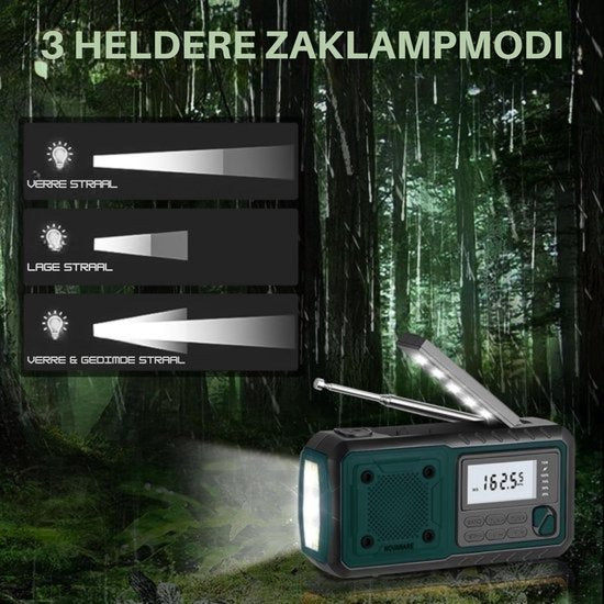 Draagbare NoodRadio Solar Opwindbaar - Powerbank Zonneenergie met - Noodpakket - Draagbare Radio