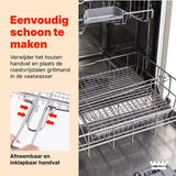 Grillmand BBQ – RVS Barbecue Grillmand met Deksel – 31 x 24,2 cm – Met 2 Uitneembare Verdelers – Afneembaar Handvat – Voor Vis, Vlees & Groenten