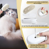 Luxe Kattenborstel - Hondenborstel - Kattenkam met Massagefunctie - met Stoom - Kortharig - Langharig - Wit