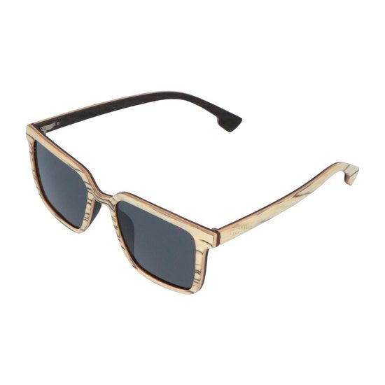 5one® Rimini Slimline White - houten zonnebril met zwarte strepen