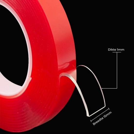 24ME® 4.5 Meter Dubbelzijdig Montagetape - Incl. Bewaar Etui - Sterke Hechting - Transparant - Nano tape