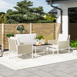 4goodz Tuinmeubelset 4-delig met salontafel bank en 2 stoelen - Zand/grijs