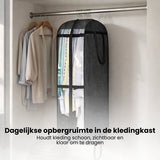 Kledinghoes met Hanger – Opvouwbare Kleding Organizer – Kleding Opbergzak met Rits & Venster – Kleding Transporthoes – Geschikt voor Verhuizen & Reizen – 127 x 60 x 25 cm – Zwart