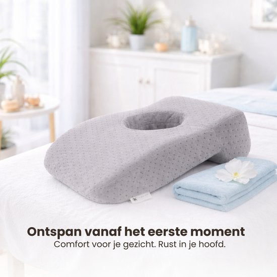Gezichtskussen voor Massage - Grijs - 36 cm x 25 x 11 cm - Massage Kussen - Massagekussen voor Kind en Volwassenen - Hoofdsteun Massagetafel