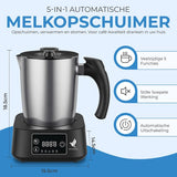 NovaWare Melkopschuimer met Schenktuit - Elektrisch – 5-in-1 Melkopschuimer Electrisch – Milk Frother - Melkschuimer Voor Melk – Melkklopper - RVS