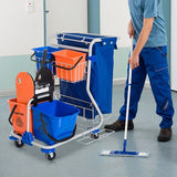 Schoonmaakkar Schoonmaakwagen met Wringer en 4 emmers met wielen