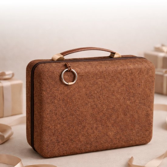 Luxe Laptoptas Organizer – Aktetas met Handvat – Documentenmap voor Laptop, Tablet & Accessoires – Zakelijke Opbergtas – Bruin