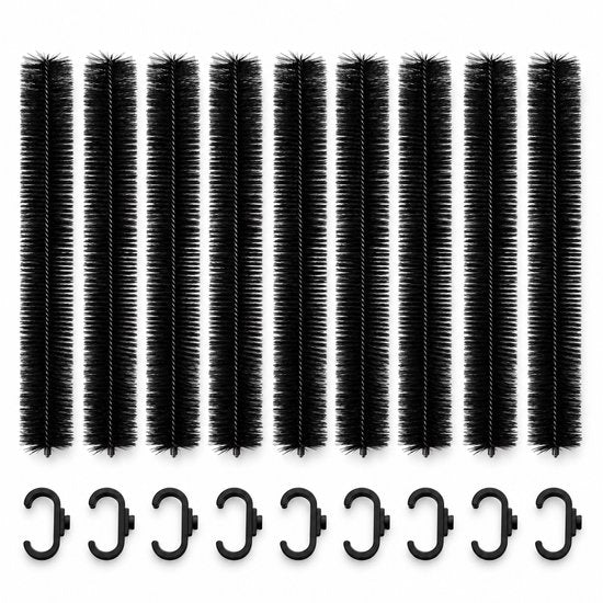 Marterborstel & Dakgootborstel 9 Meter – Marterwering voor Dak en Dakgoot – Bladvanger – 9x 100 cm – Ø 9 cm – Inclusief Koppelhaken – Zwart