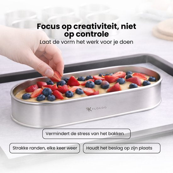 Roestvrijstalen sloffenring - Verstelbaar Bakframe - RVS - 27 - 40 cm – Sloffen – Taarten - Vruchtentaarten - Bakslof Verstelbaar