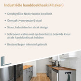 Marcellis - Industriële handdoekhaak - ophanghaak - haken - staal - incl. bevestigingsmateriaal