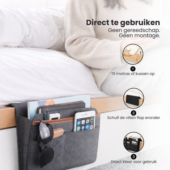 Bedside Pocket - Vilten Opbergzak voor Bed of Bank - Bedorganizer