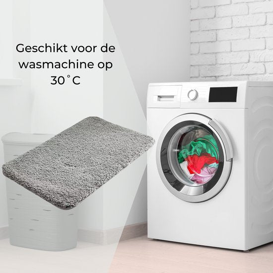 AKSA Home® Badmat 50x80 cm - Douchemat antislip - Badmat antislip - Badkamermat - Vloerkleed - Lichtgrijs