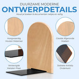 NovaWare® Boekensteun - 4 Stuks - Boekensteunen - Plank Organizer - Boekenhouder – Boekenrek - Boeksteun - Beukenhout