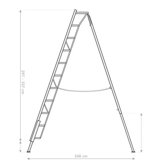 Niwaki Driepoot Tuinladder 300-360 cm Verstelbaar- Snoeiladder Plukladder